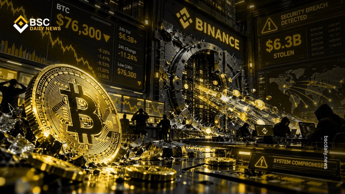 Bitcoin Dips to $76,300 as Binance Confirms $6.3B Hack